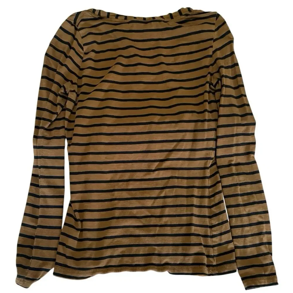 Boden long sleeve brown/black scoop neck tee - size 10
